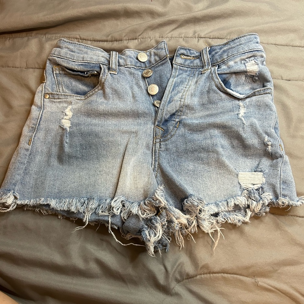 Light wash denim shorts